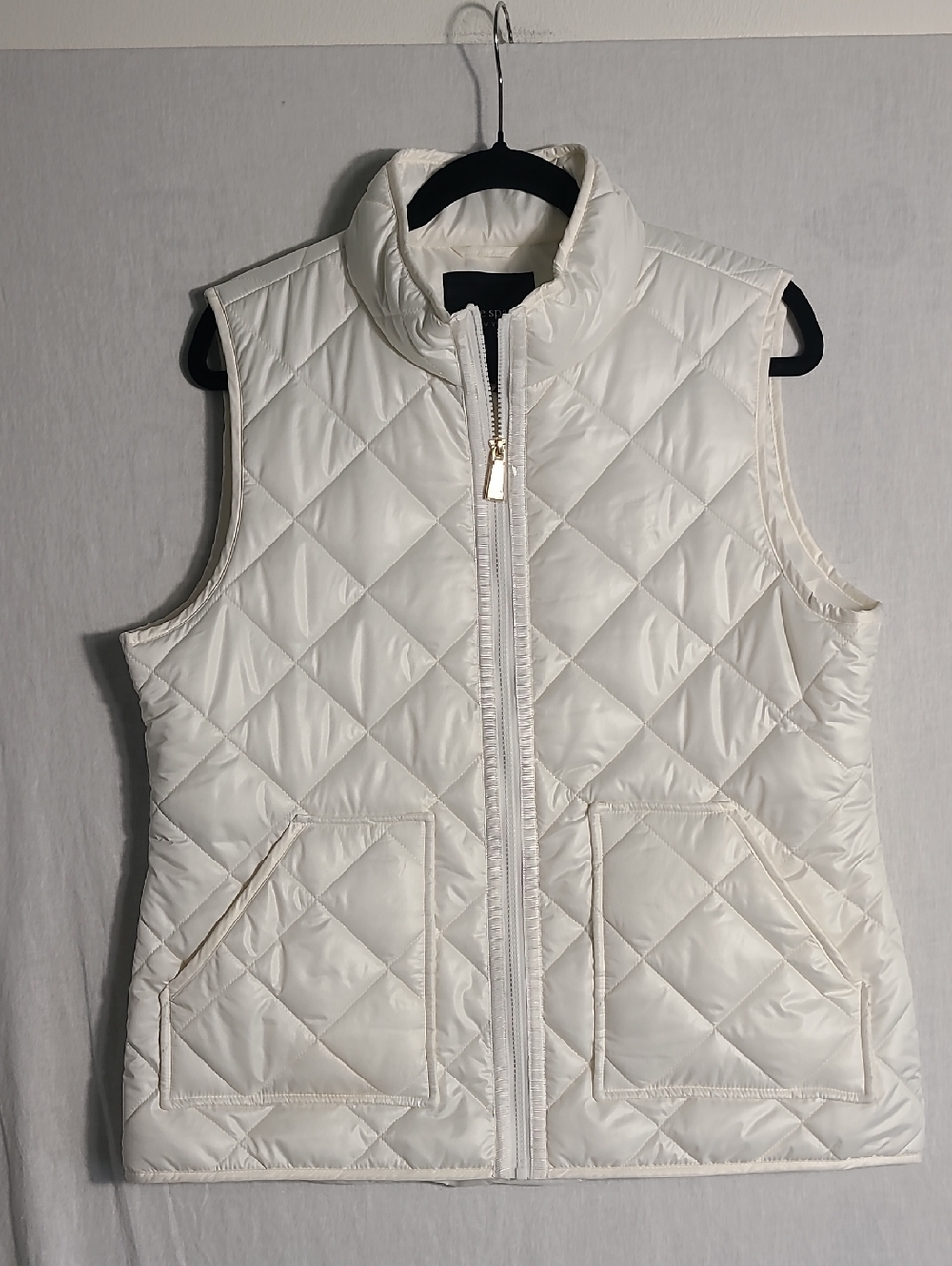kate spade White Pearl Quilted Puffer Vest Size Large